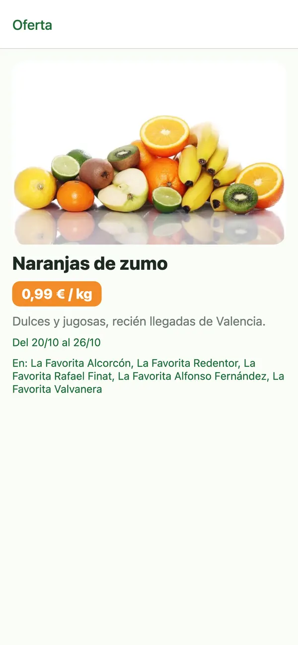 App La Favorita: Detalle de la oferta