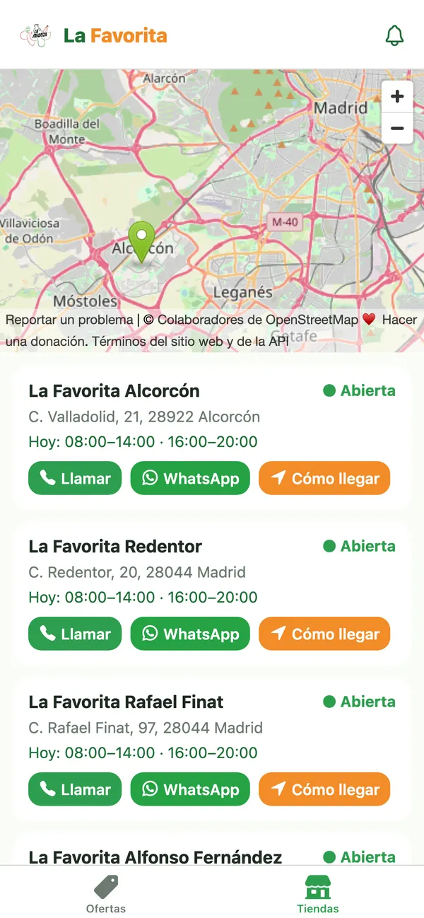 App La Favorita: Tiendas, mapa y horarios